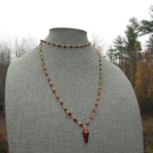 Vampire Princess Blood Red Beaded Rosary Inspired Coffin Necklace Goth Mallgoth